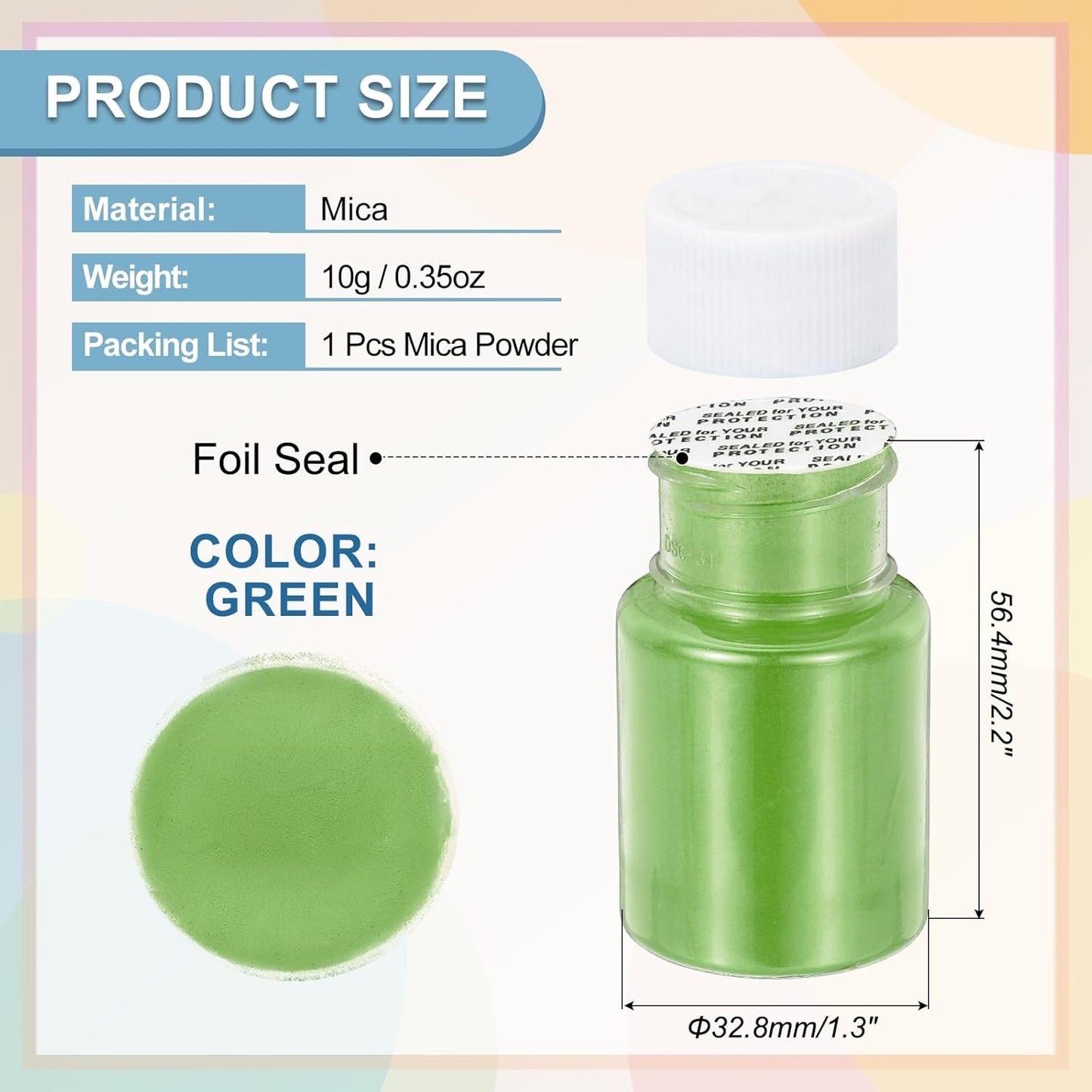 uxcell 10g/0.35oz Cosmetic Grade Mica Powder, 600 Mesh Mica Powder Natural Resin Epoxy Pigment Powders for Casting Resin, Candle Dye, DIY Nail Polish and Lip Gloss, Green