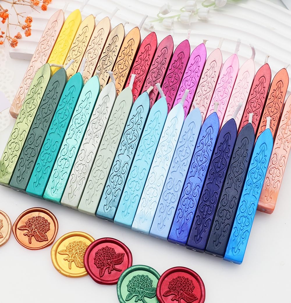 12Pcs Wax Sealing Sticks with Wicks, Assorted Colors Wax Seal Sticks Great for Letter Sealwax Stamp, Mixed Wicks Waxsealsticks Wedding Invitations, Decoration (12-2)