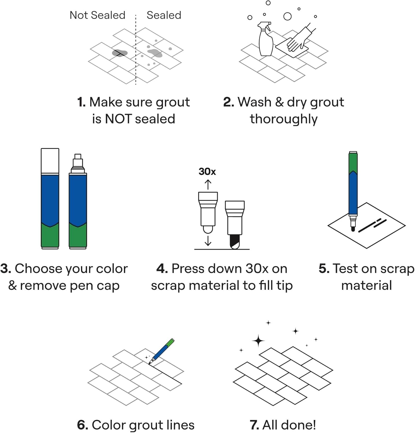 Grout Pen Cream Tile Paint Marker: Waterproof Grout Paint Pen, Tile Grout Colorant and Sealer Pen for Bathroom, Shower, Kitchen, More - Cream, Wide 15mm Tip (20mL)