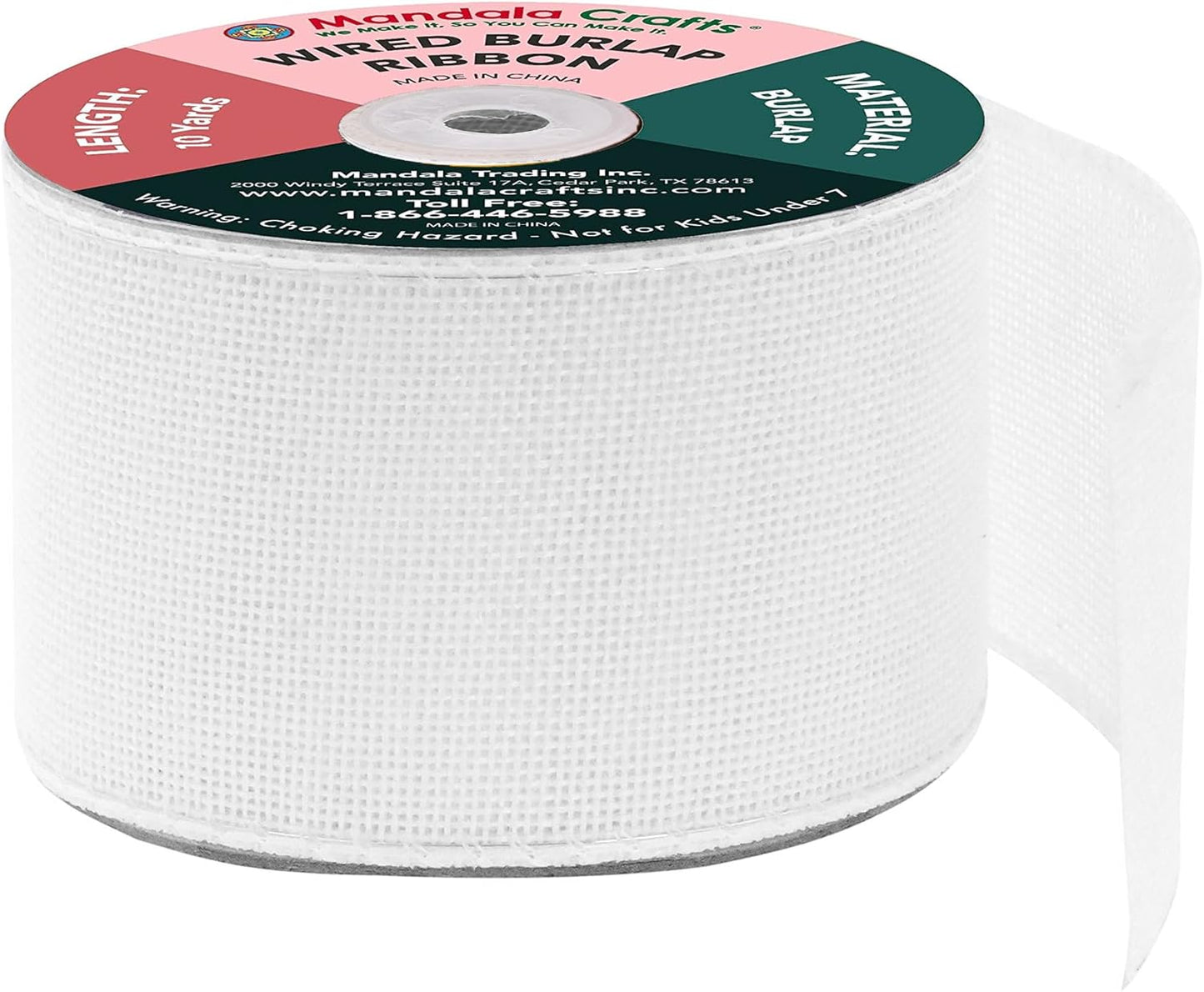 Mandala Crafts White Burlap Wired Ribbon 2.5 Inches Wide Jute Ribbons for Crafts - 10 Yds Roll Rustic Burlap Wrap Trim Ribbons for Wreaths Bows Party Decoration