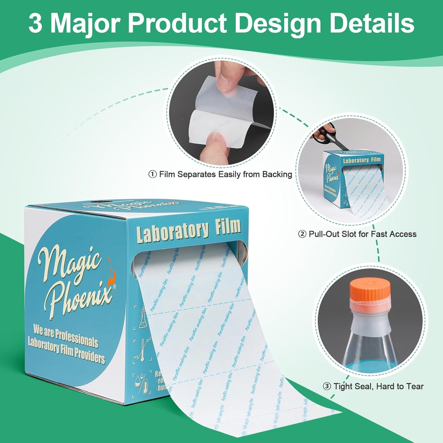 Lab Sealing Film Sheets, 1.2 inches (3cm) × 4 inches (10cm) (100pcs), Pre-Cut Plastic Wrap in Hard Case for Petri Dishes, Labware, Cryo Storage, Plant Grafting (BM-PSF-03)