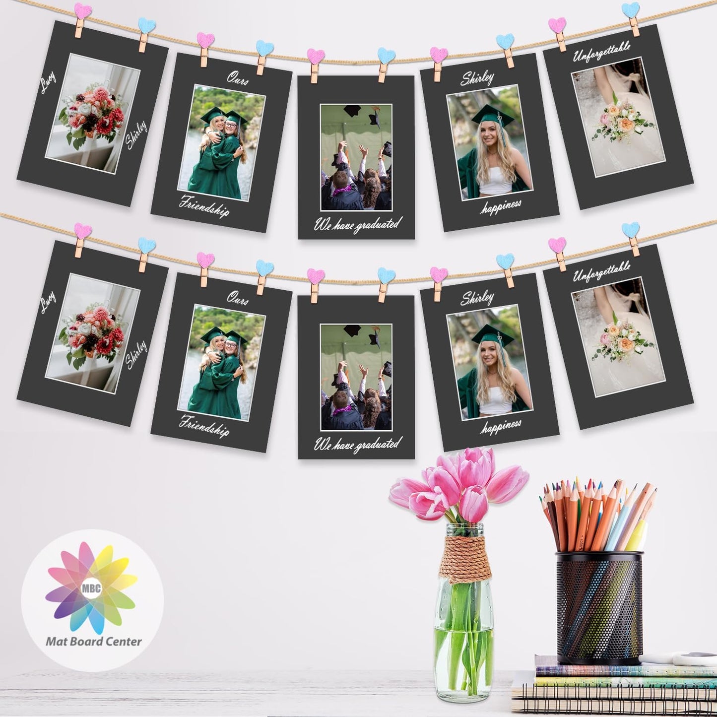 MBC Mat Board Center, 10 Pack 5x7 for 3.5x5 Black Picture Mats Frame Mattes, Bevel Cut, Acid Free, 4-ply Thickness