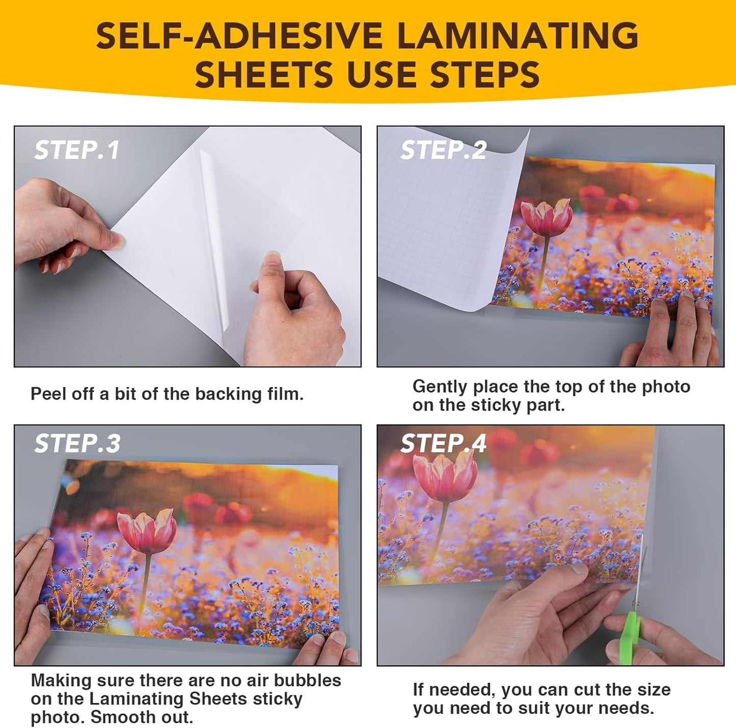 180 PCS Self-Adhesive Laminating Sheets, 9 x 12 Inches Self Adhesive Contact Paper, No Heat No Machine Needed Self Sealing Laminate Sheets