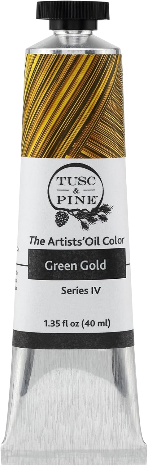 Tusc & Pine Artist Oil Paint - Green Gold, 40 ml, Non-Yellowing, Rich & Creamy Consistency, Maximum Pigment Load, Small Batch Milled Oil Paints Made in the USA for Professional Artists