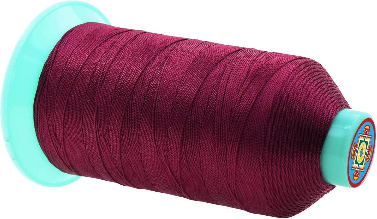 Mandala Crafts Bonded Nylon Thread Burgundy Heavy Duty Sewing Threads - 415 YDs Size 346 210D T350 Tex 350 Thread for Leather Jeans Weaving Outdoor Marine Upholstery Threads