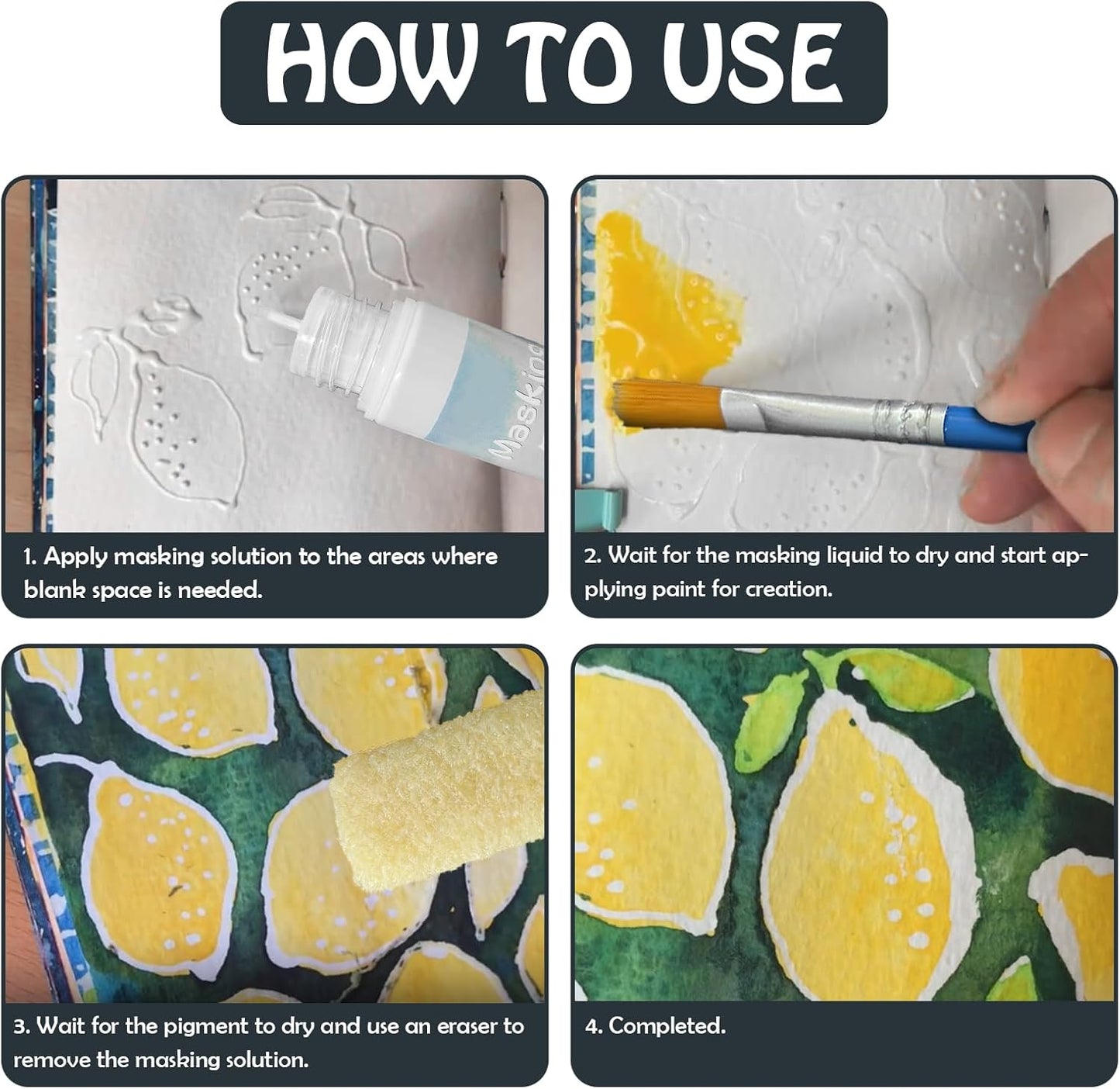 White Masking Fluid for Watercolor Painting 60ml, Resistant Ink and Pouring Paint, Watercolor Masking Fluid Keeps Areas Colorless and Edges Sharp