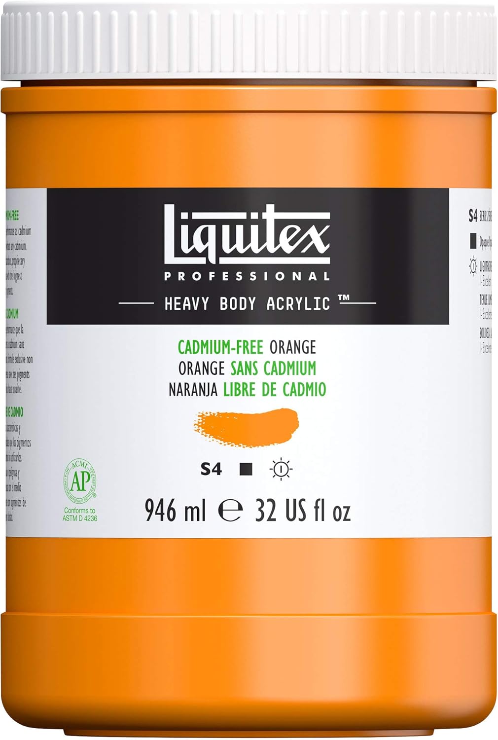 Liquitex Professional Heavy Body Acrylic Paint, 32-oz (946ml) Pot, Cadmium Free Orange