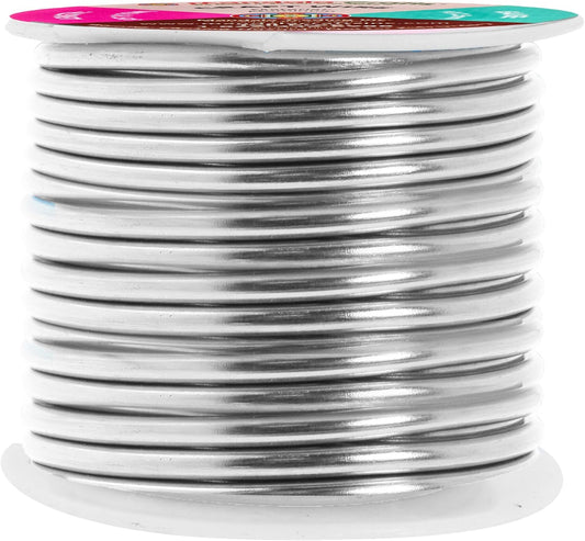 Mandala Crafts 10 Gauge Anodized Aluminum Craft Wire for Jewelry Making - 32 FT Colored Flexible Silver Wire - Bendable for Bonsai Armature Crafting Sculpting