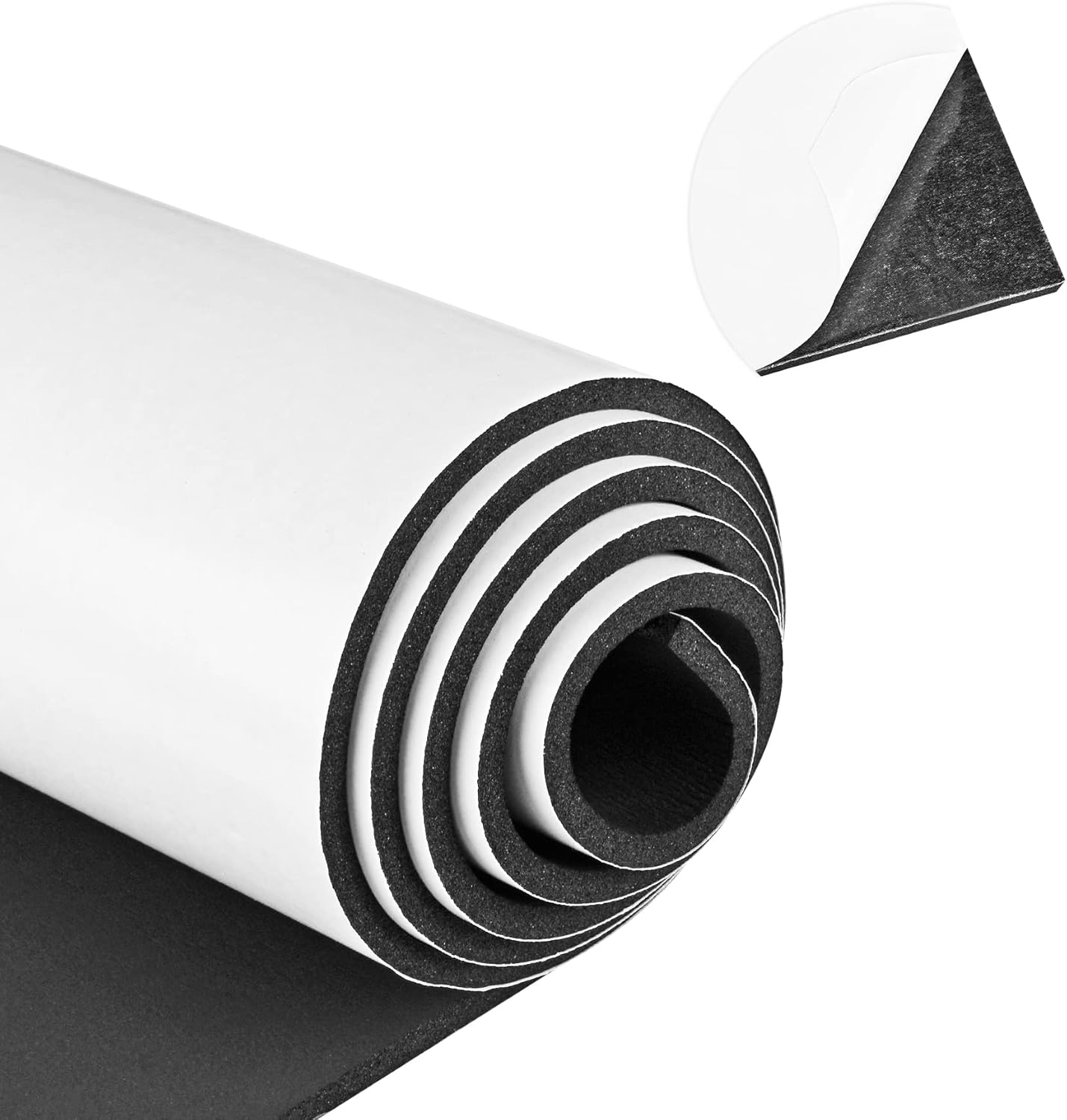 Neoprene Sponge Rubber Foam Sheets with Adhesive Backing, 12" x 60" x 1/4" Black Foam Roll Insulation Board Soundproof Neoprene Mat, Great for Cosplay Padding, DIY, Gaskets, Costume, Crafts