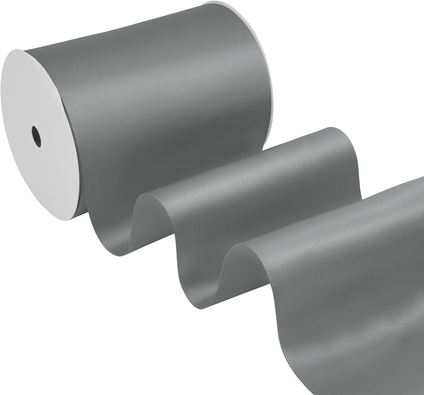 Silver Satin Ribbon 4 Inch X 15 Yards Solid Color Double Faced Ribbons Perfect for Crafts Wedding Decor Bow Making Arts Sewing and More