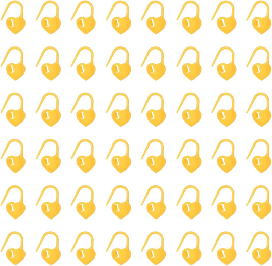 uxcell 200pcs Stitch Markers for Crocheting, Heart Shaped Crochet Marker Needle Clip Counter for Knitting Clothing Tag DIY Craft,Yellow