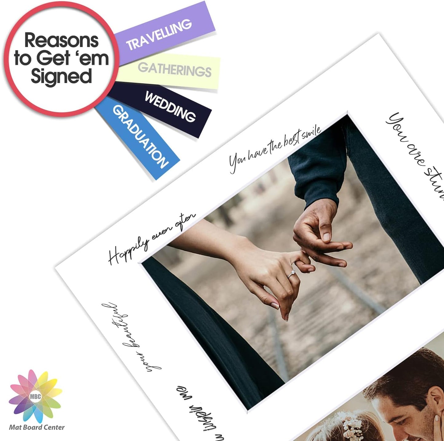 Mat Board Center, Pack of 5, Photo Picture Mats - Acid Free, 4-ply Thickness, White Core - for Pictures, Photos, Framing (11x14 for 2-5x7 White)