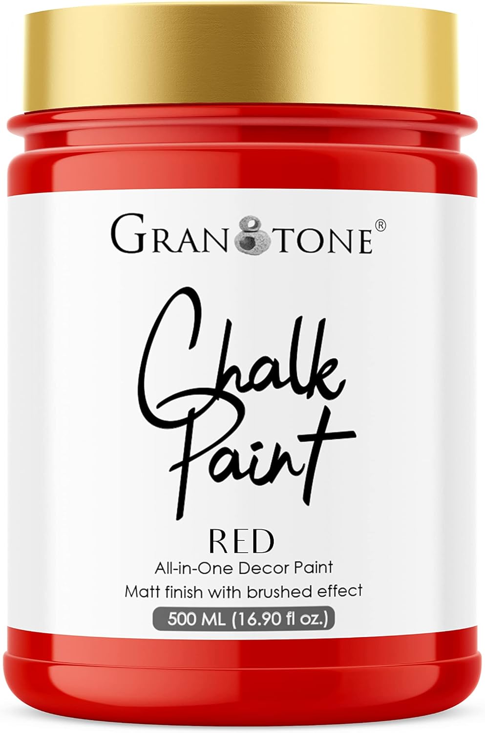 GRANOTONE Chalk Paint for Furniture, Matt-Finish Water-Based Acrylic Paint for Wood, Walls, Metal, Glass, Paper, Fabric Canvas, Maximum Coverage Chalk Paint for Kids & Adults, 500 Ml (RED)