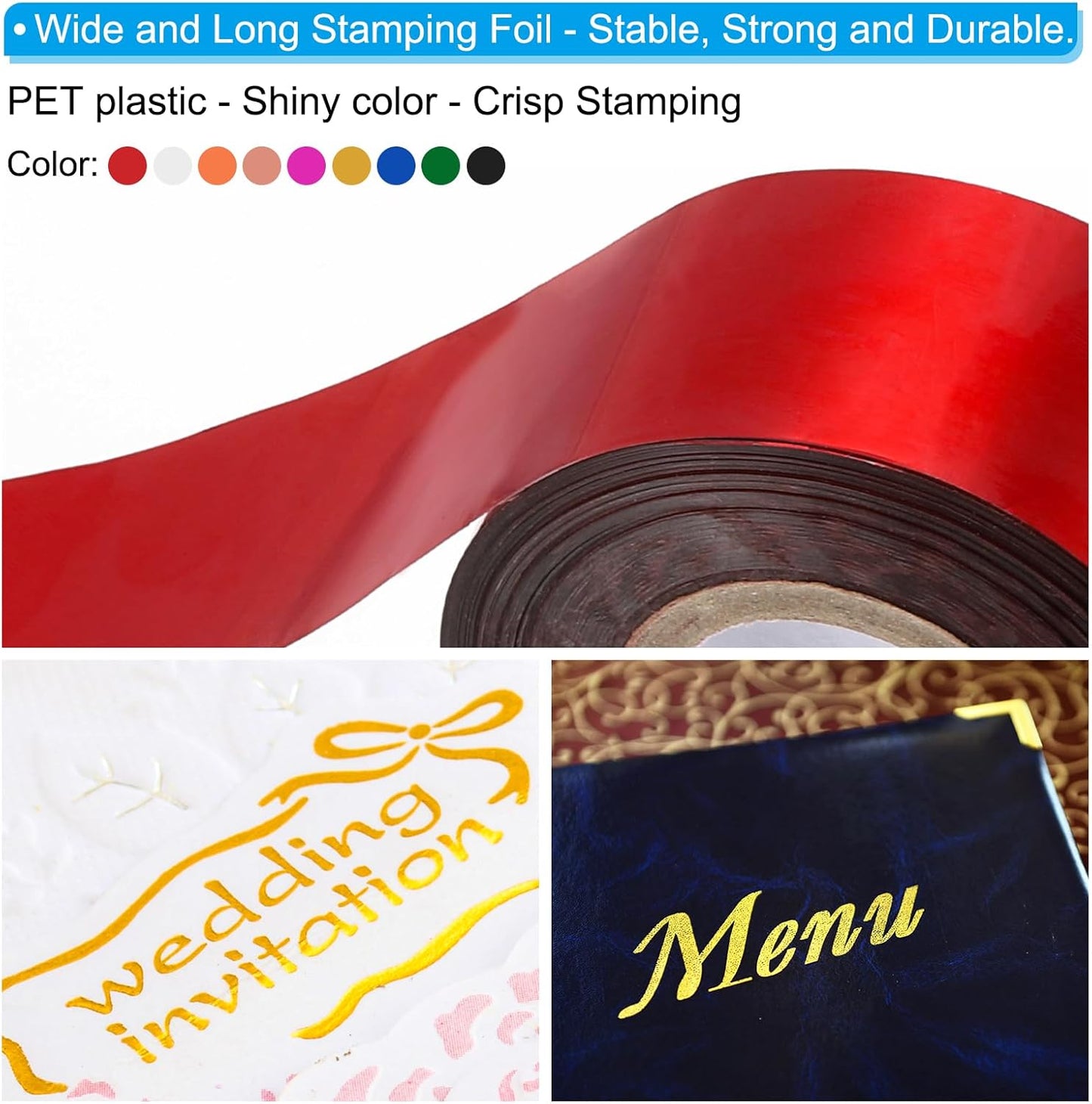 PATIKIL 3.2"x400Ft Hot Stamping Foil Paper,Heat Transfer Hot Stamping Paper Foil Roll for Leather DIY Logo Decor Craft Gift Card Package Scrapbook,Purple