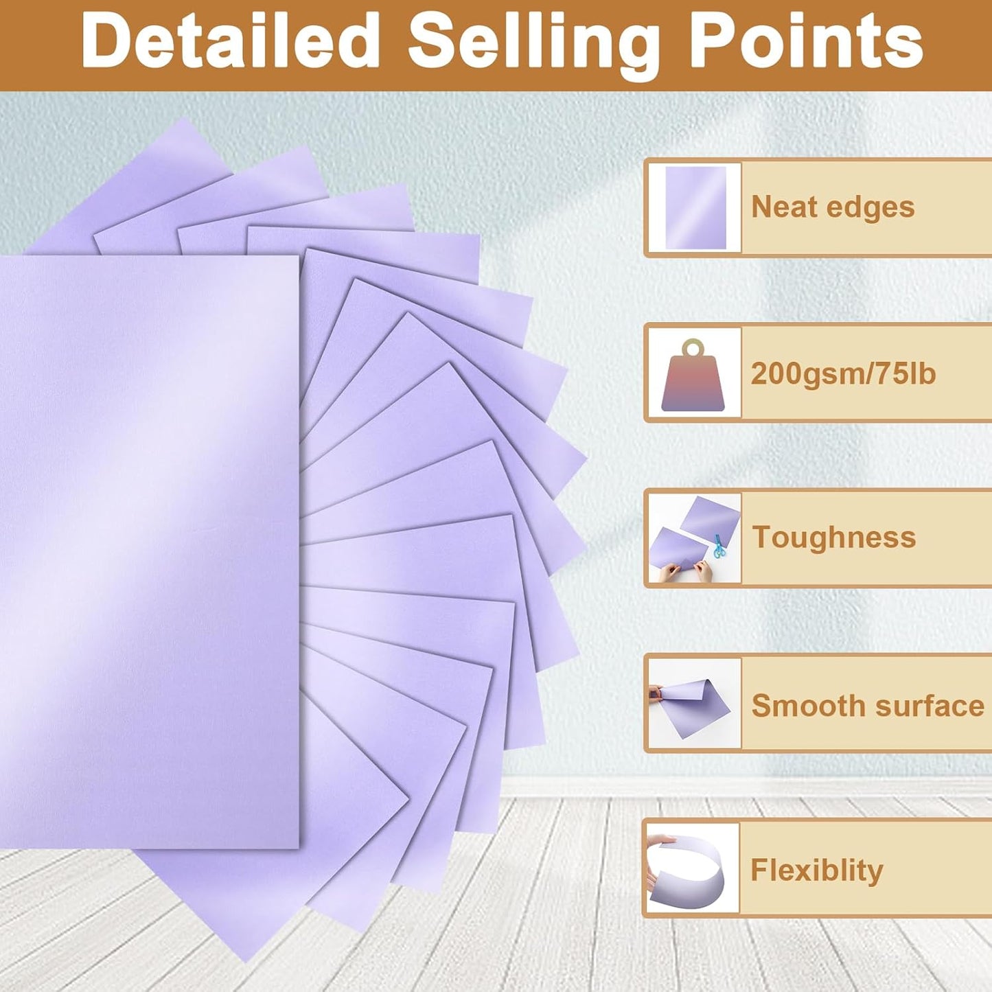 40 Sheets Purple Shimmer Cardstock 8.5 x 11 Crafts Paper, 75lb Premium Card Stock Cutting Paper for DIY Cards Making, Greeting Cards, Invitations, Birthday Decorations, School