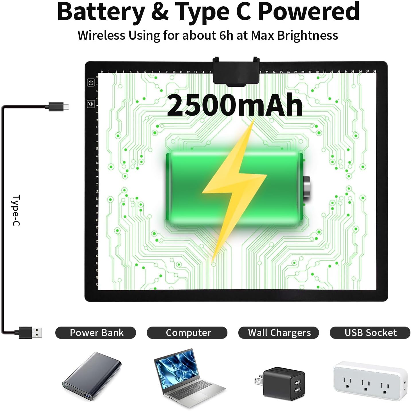 Rechargeable A3 Light Pad for Diamond Painting,Tracing Light Box with Stand and Clip,3 Colors Stepless Dimmable and 6 Levels of Brightness Light Board for Artists,Drawing,Sketching,Animation