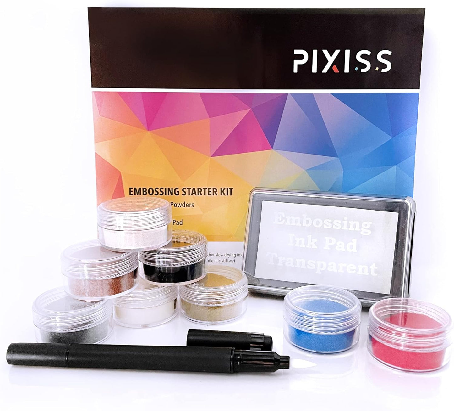 Embossing Kit, Powder, Clear Embossing Pen, Embossing Ink Pad, 8X 10ml Embossing Powders for Use with Embossing Heat Tool for Crafts