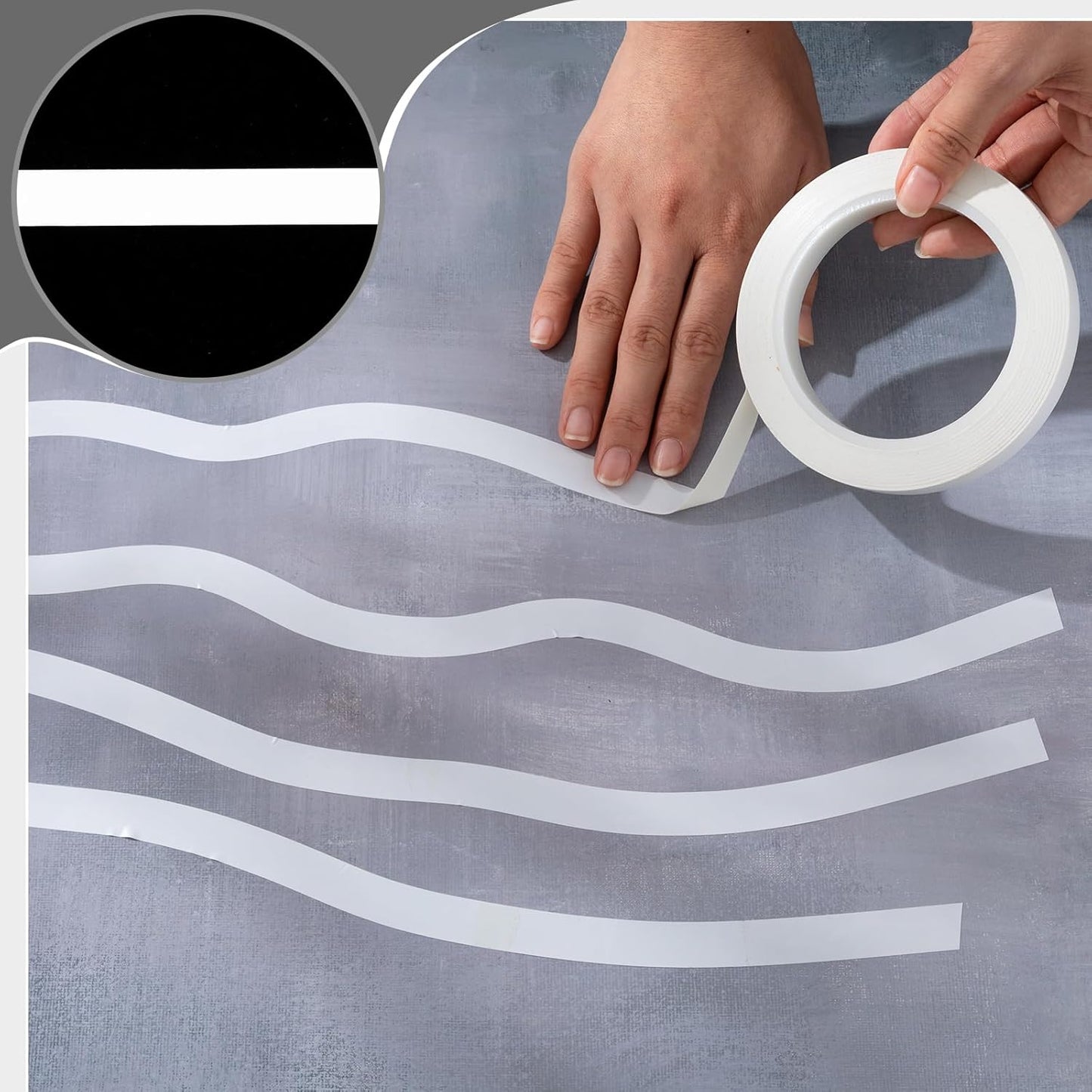 Xuniea 5 Rolls of Vinyl Tape Masking Tape Automotive Car Auto Paint for Curves, High Temperature Vinyl Low Tack(White,1/16, 1/8,1/4, 1/2, 3/4 Inch)