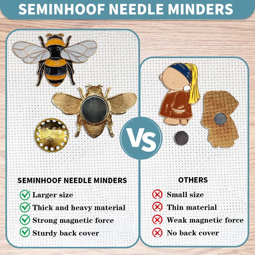Magnetic Needle Minder Magnet Embroidery Accessories and Supplies Embroidery Needle Holder Cross Stitch Holder Needlework Supplies (Cardinal) (Bee)