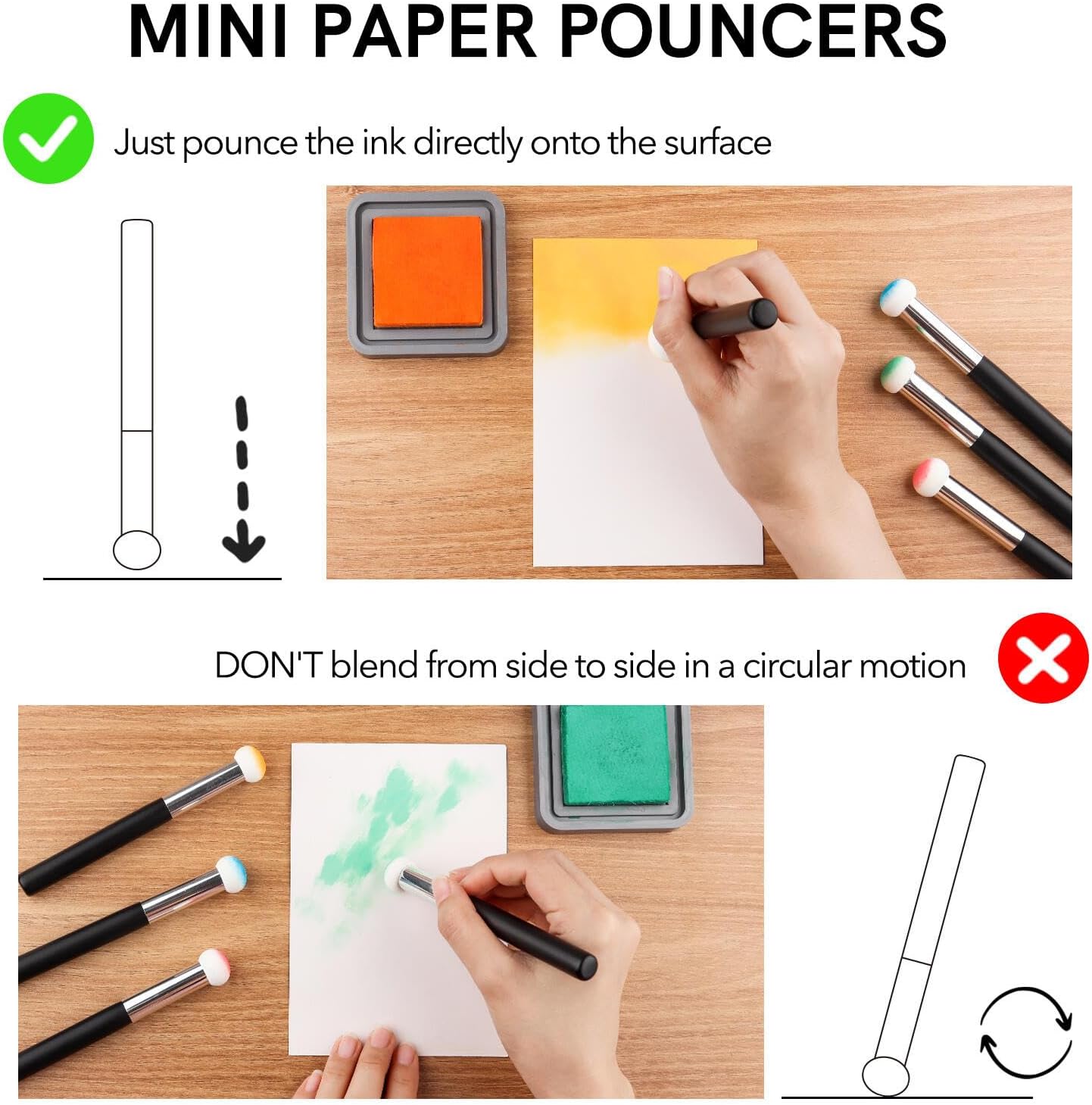 8PCS/Sets Ink Applicator,Paper Pouncers for Direct Ink Application On Crafts Projects Easily,Inking Sponge for Stamp Ink Distressing,Blending Card Making Tools,Sponge Applicators,Mini Paper Pouncers