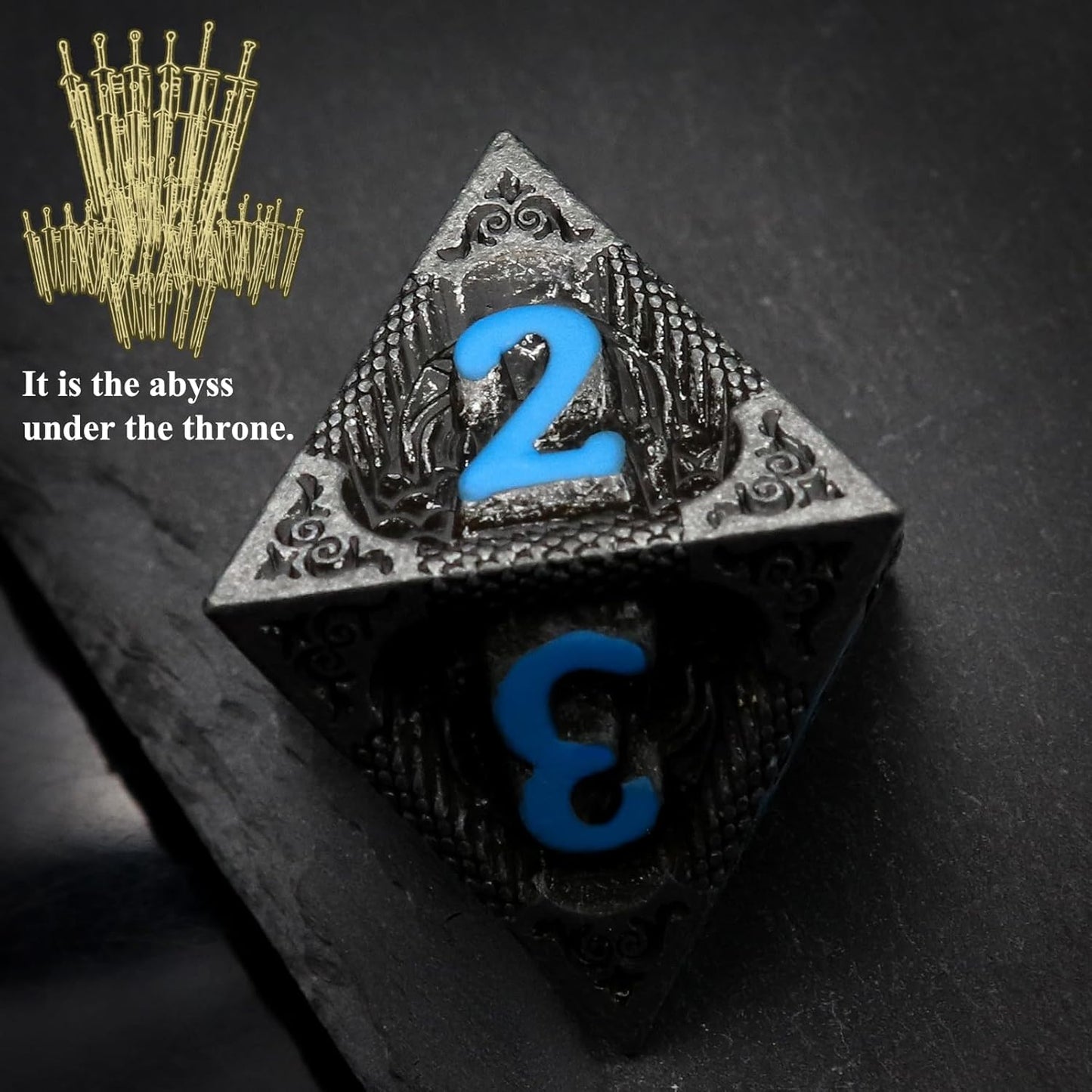 Haxtec Metal DND Dice Set Black Blue Dragon D&D Dice Set with Leather Dice Bag Metal Polyhedral Dice Compatible with Dungeons and Dragons Gifts TTRPG Dice