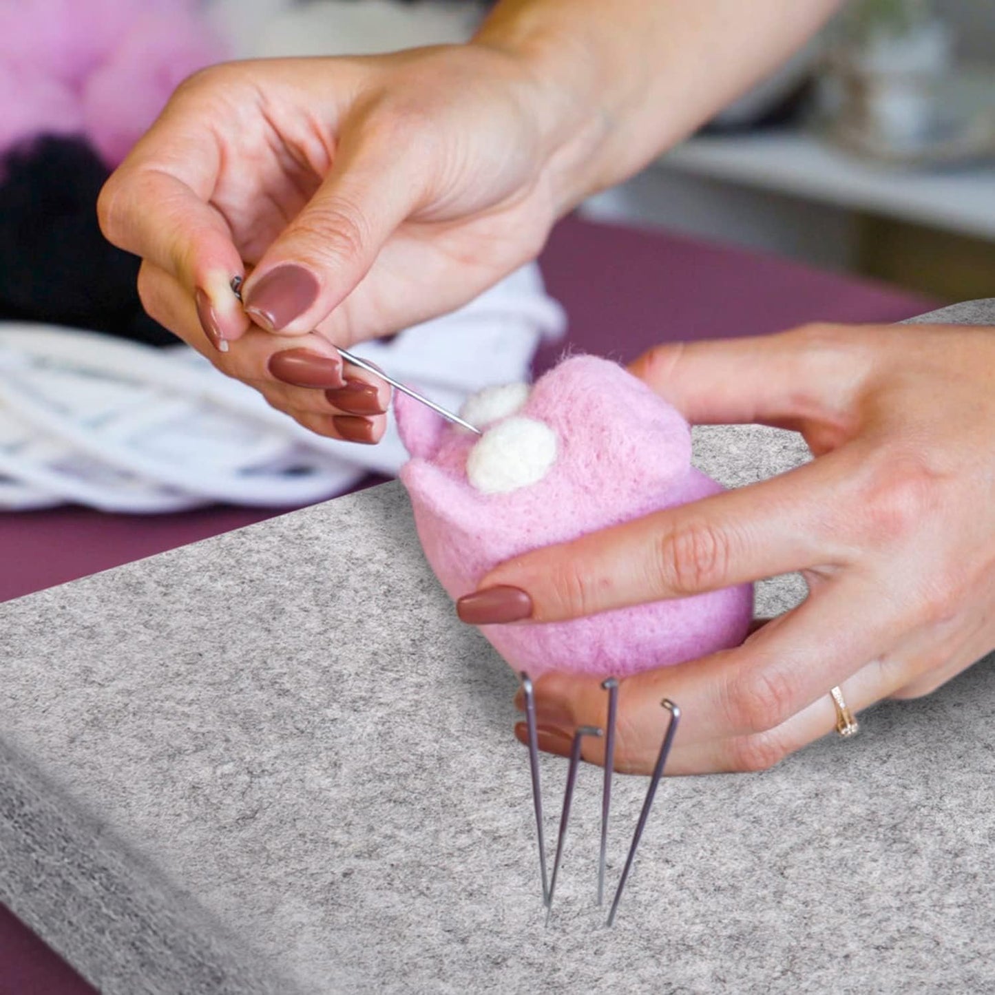 FCENDS Needle Felting Pad, 8x10x1 inch Needle Felt Mat, 100% Natural Wool, Thick and Firm Felt Base for Precision Felting (10"x8")