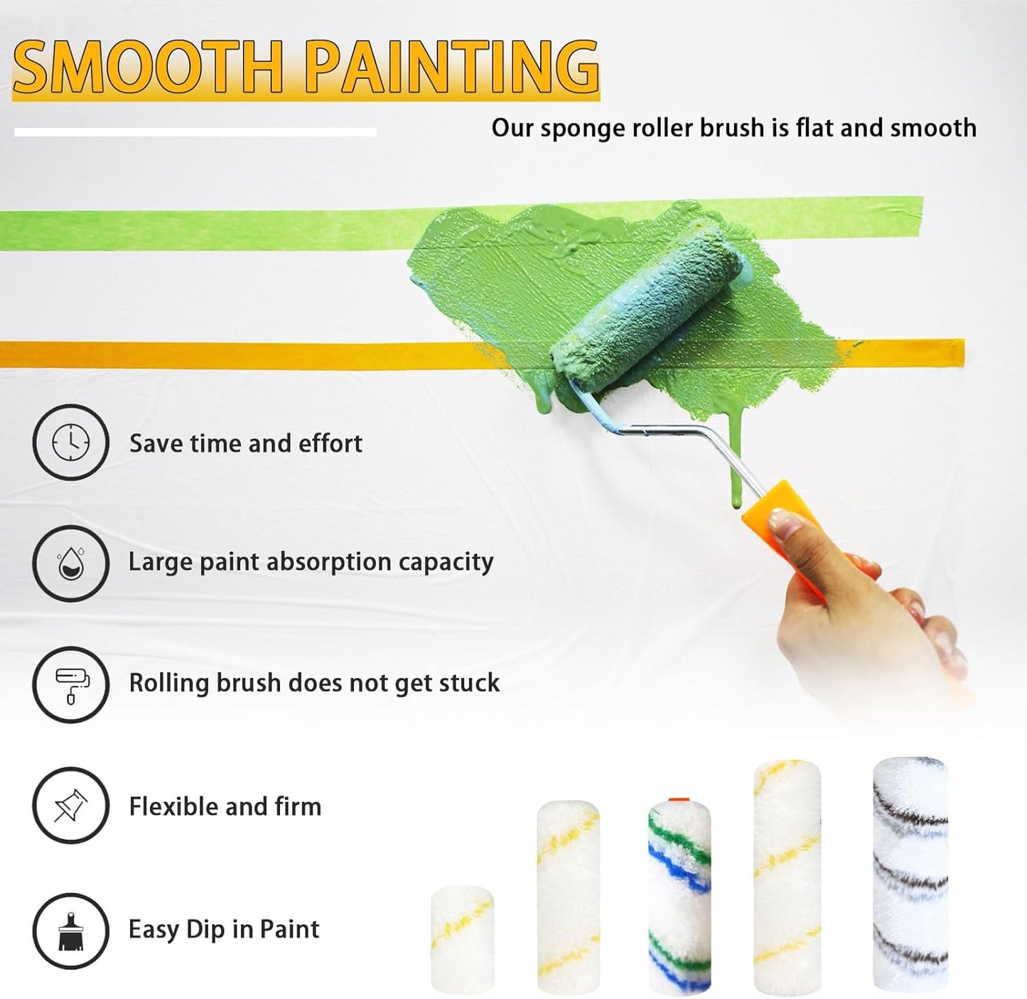 15 Pcs Paint Roller Cover with 2 Frame Set, 6 inch Microfiber Roller Covers, Washable Covers for Roller Frame, House Painting Supplies, Naps for Paint Roller Brush for Painting Walls Ceilings