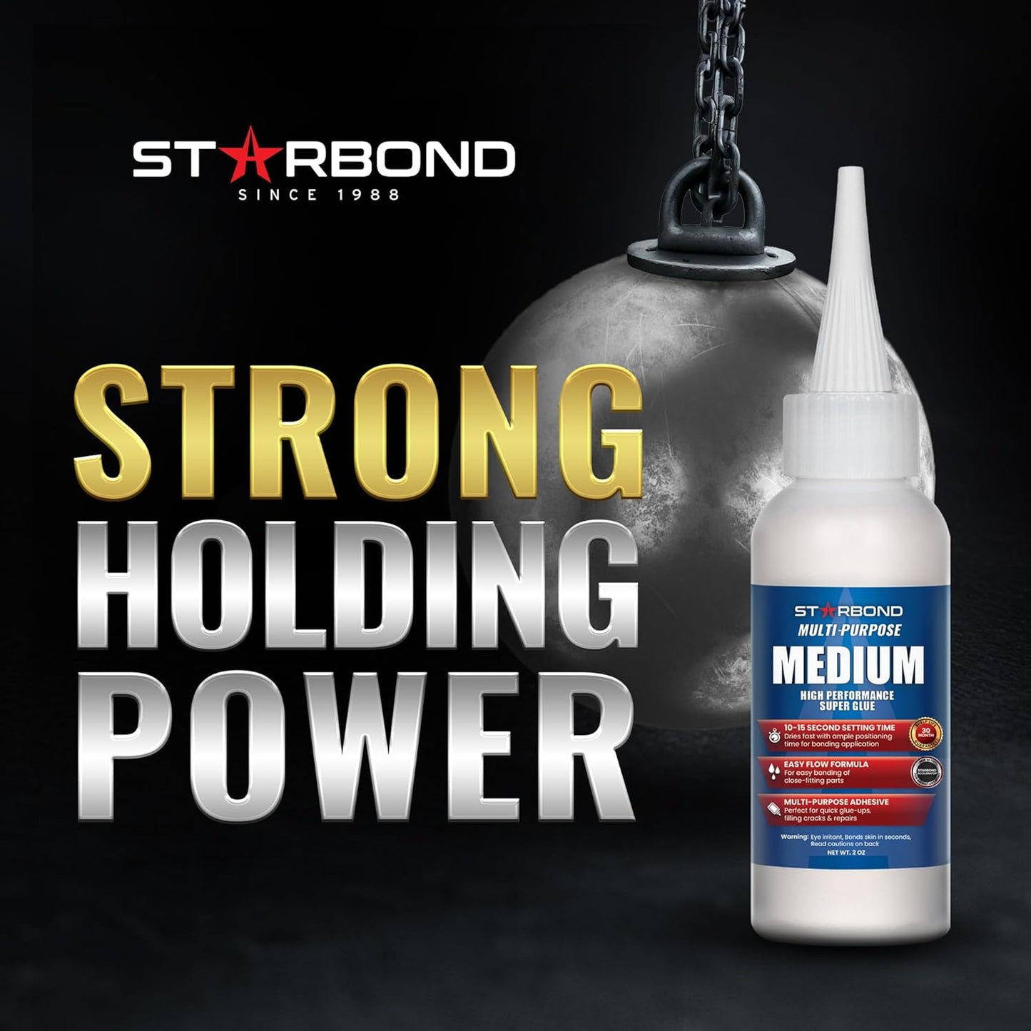 Starbond Medium Super Glue Pro Kit (2 oz) – Strong, Fast-Bonding CA Glue (Cyanoacrylate Adhesive) – with Clog-Resistant Cap, Microtips & Extra Nozzle for Quick Fixes, Woodworking, Hobby Models