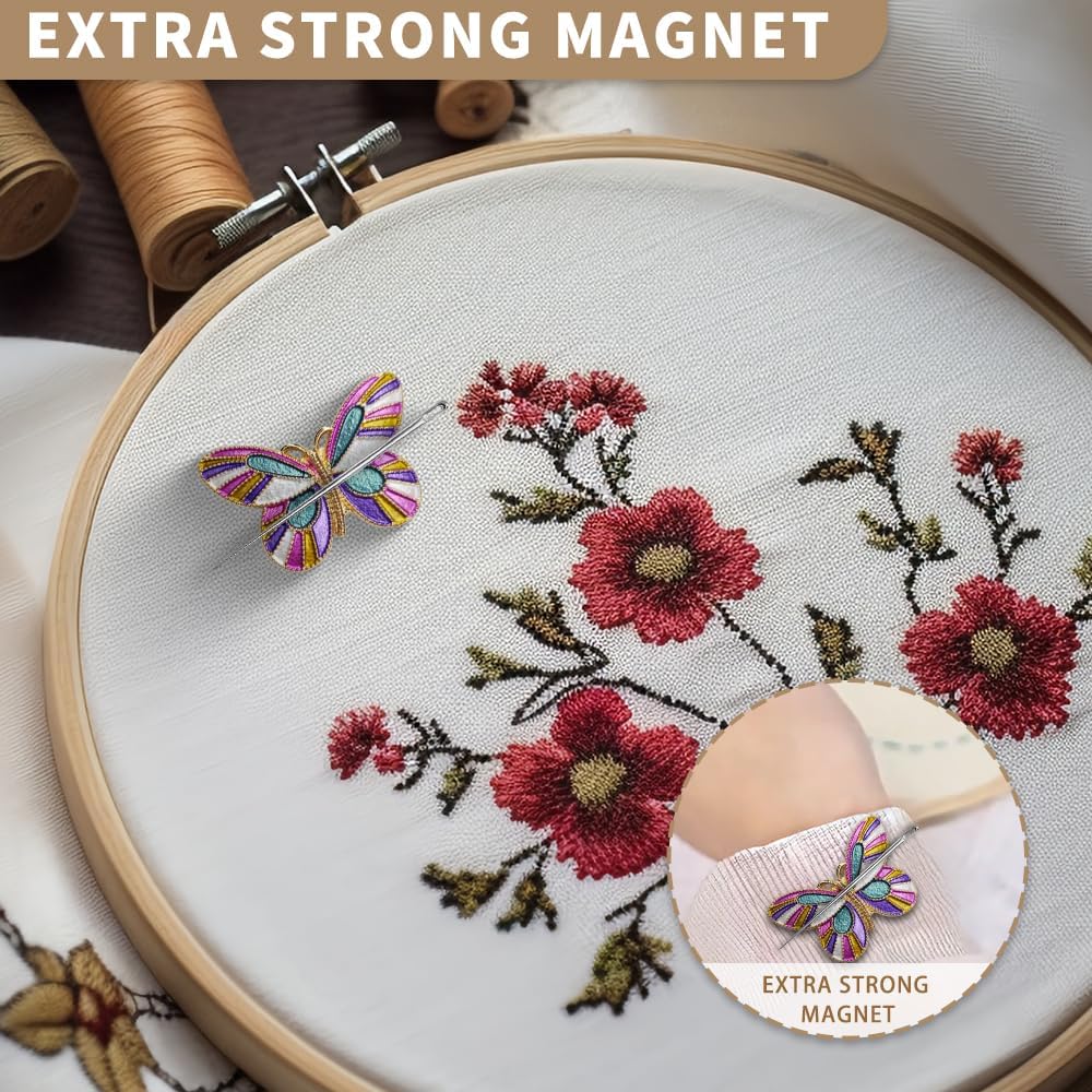 Needle Minder Magnet, Magnetic Needle Minder, Needle Minders Magnetic Cross Stitch Accessories, Magnetic Needle Holder, Life Tree, Butterfly, Cats, Owl, Heart (Butterfly)