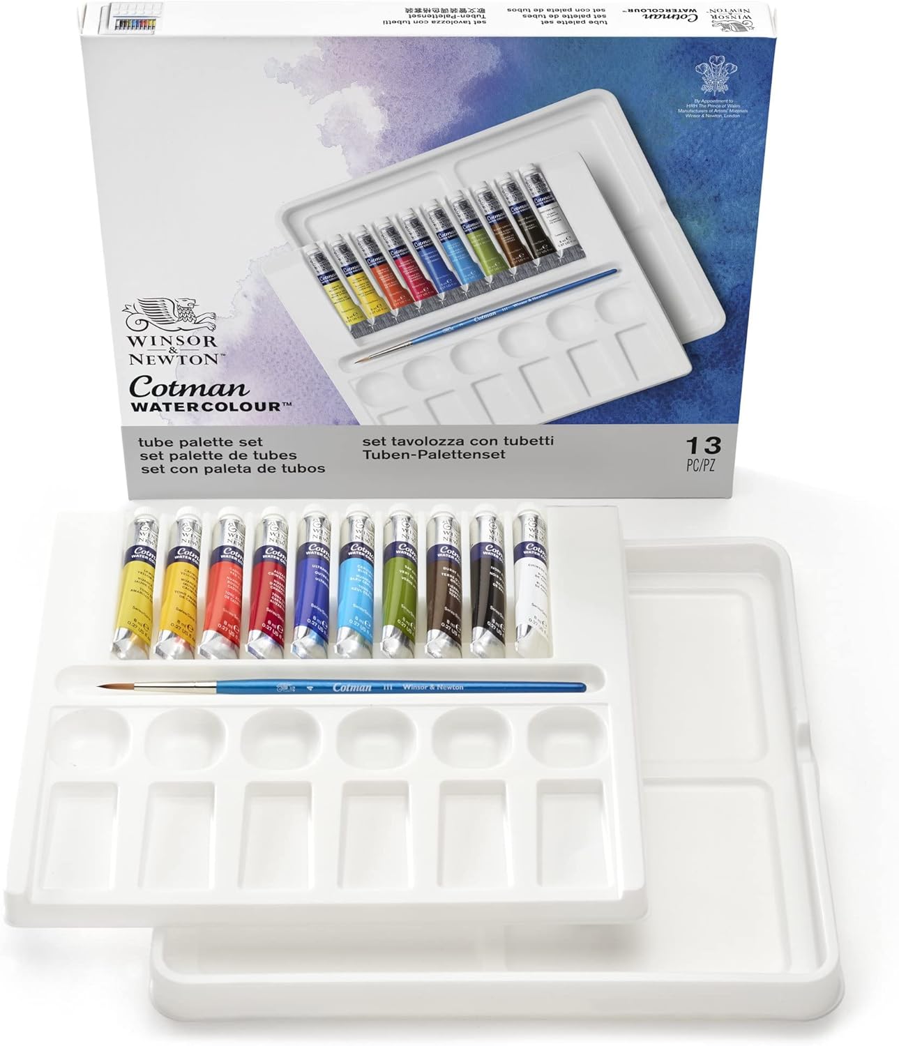 Winsor & Newton Cotman Watercolor Paint Set, 12 Colors Palette Set, 8ml (0.27-oz) Tubes w/ Brush