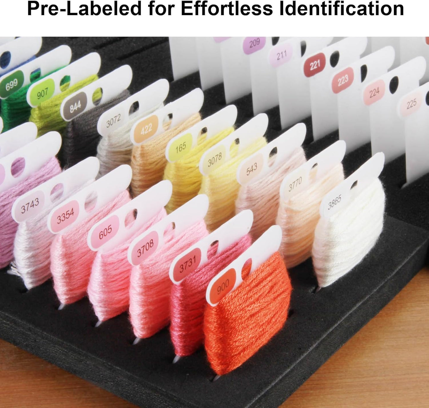 Hamtery Plastic Embroidery Floss Bobbins, Pre-Labeled Color Number Embroidery Thread Organizer for Cross Stitch Thread Storage-No Foam Inserts (Set 2: 250pcs)