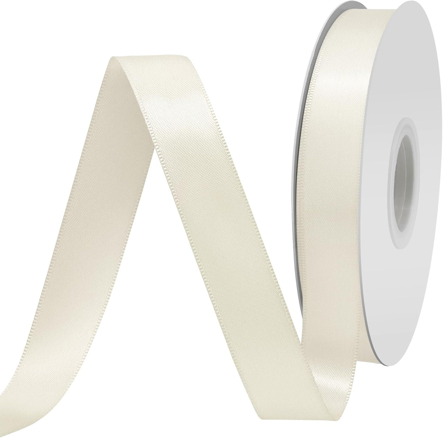 Ivory Satin Ribbon 3/4" X 50 Yards Solid Color Double Faced Ribbons Perfect for Crafts Wedding Decor Bow Making Arts Sewing and More