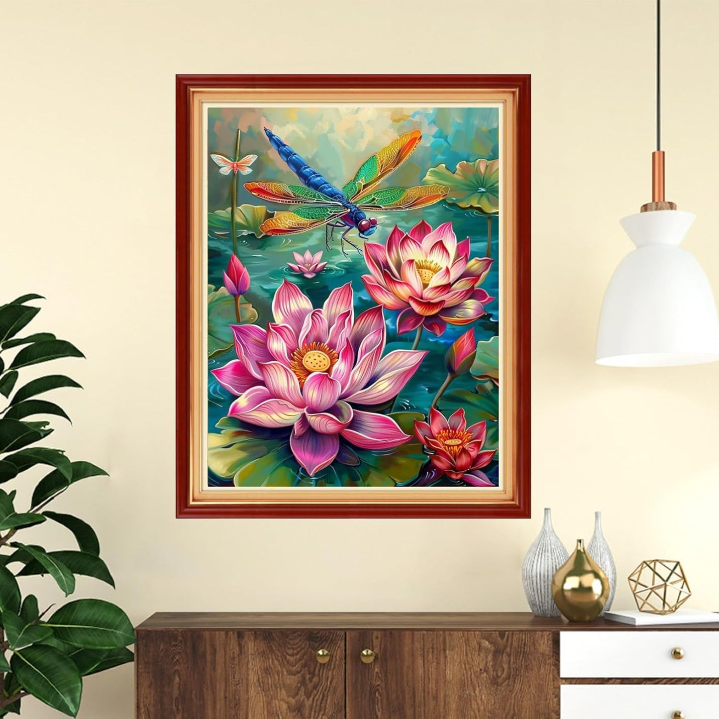 Funchey Stamped Cross Stitch Kits, DIY Cross Stitch Pattern for Adults Beginners Needlepoint Kits Embroidery Kit Arts and Crafts 11CT-Colorful Lotus Dragonfly 16x20 inch
