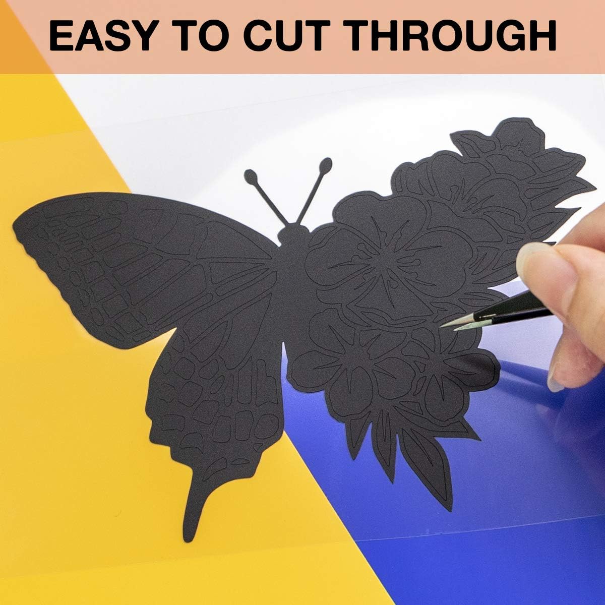 HTVRONT Black Permanent Vinyl, 12" x 40 FT Black Adhesive Vinyl Roll for All Cutting Machine, Silhouette, Cameo Cutters, Signs, Scrapbooking, Craft, Die Cutters