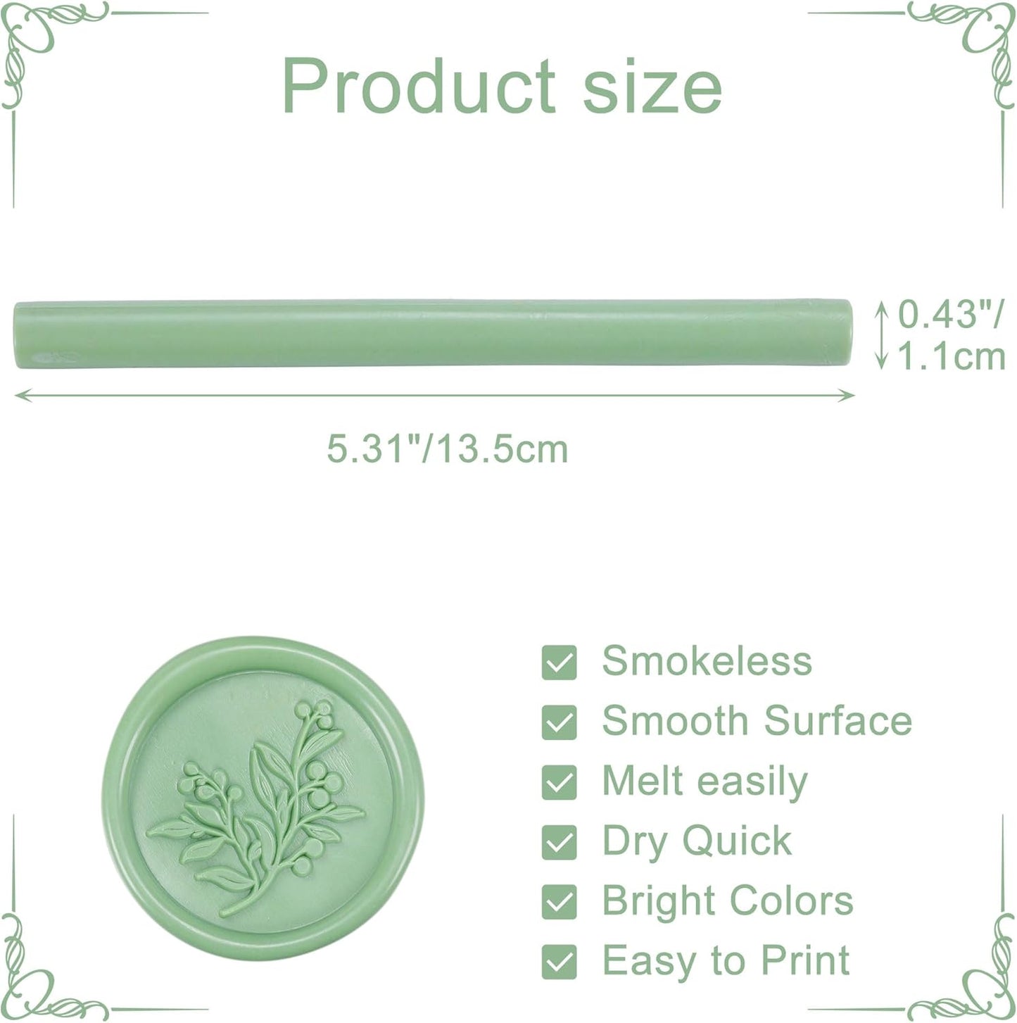 Yoption 15 Pieces Sage Green Glue Gun Sealing Wax Sticks for Wax Seal Stamp, Great for Wedding Invitations, Envelopes, Cards, Christmas Gift Ideas, Wine Packages