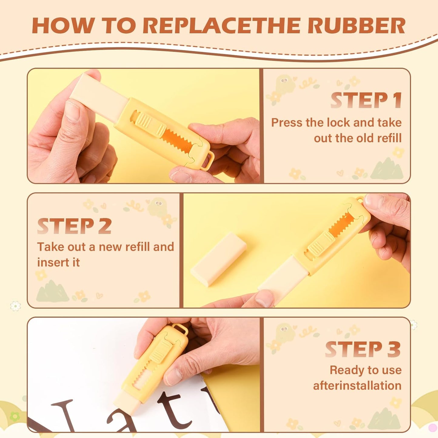 24 Pcs Cute Retractable Eraser for Pencils Cute School Supplies Kawaii Erasers for Kids Fun Cartoon Erasers Back to School Supplies Kid Party Favors Gift (Style 2)