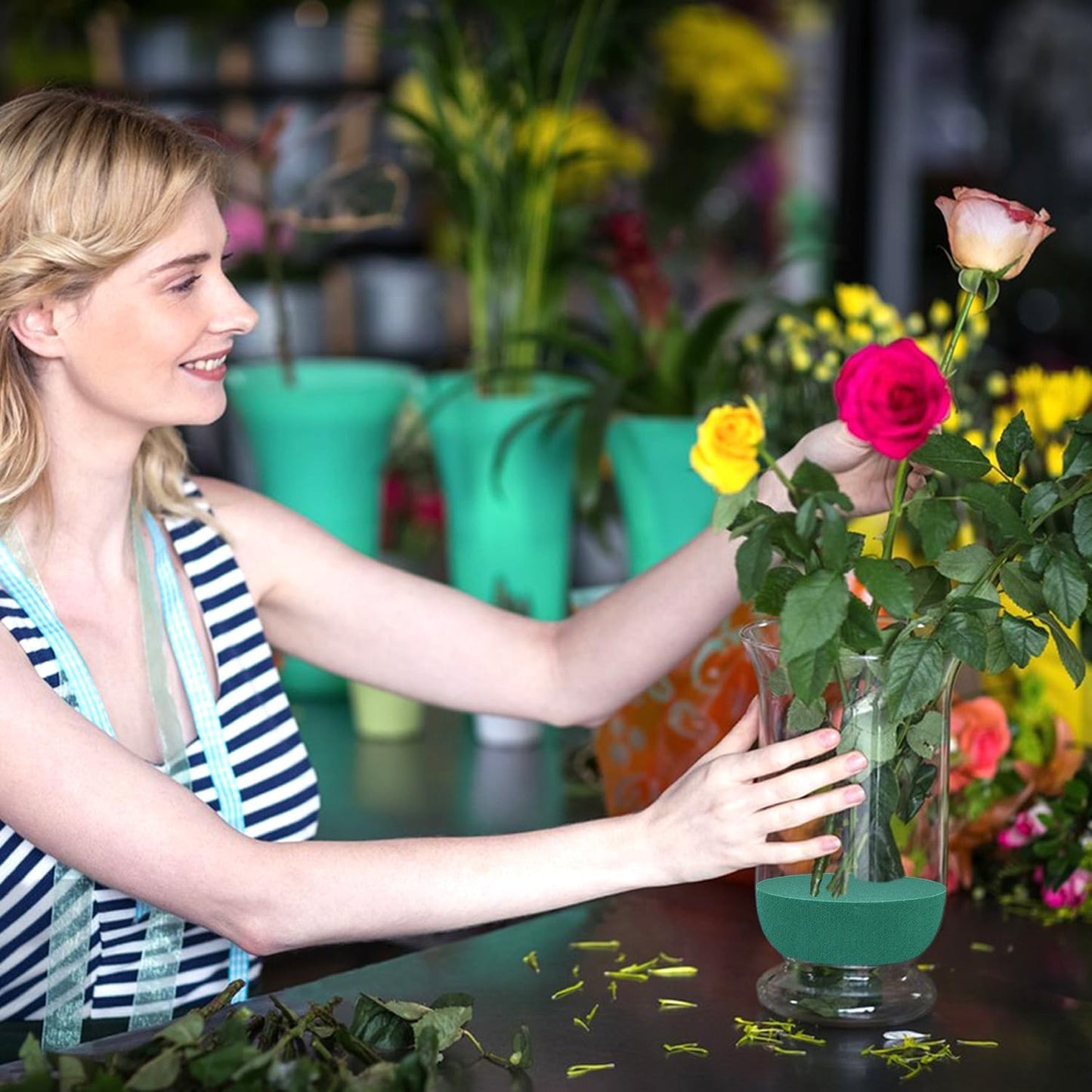 Round Floral Foam 4.5'' SUPKING Flower Foams 4Pcs Florist Foam Block Wet Dry Green Foam for Artificial and Fresh Flower Arrangement