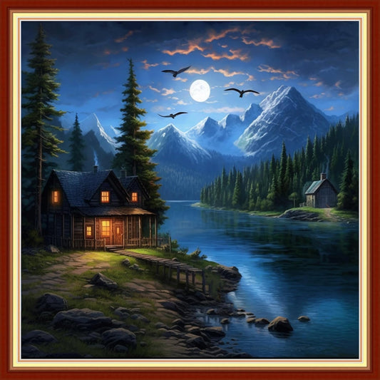 Artvxeay Stamped Cross Stitch Kits Beginners Full Range of Embroidery Starter Kits for Adults Printed Cross Stitching DIY Needlepoint Kit 11CT - (Night View 18x18 inch)