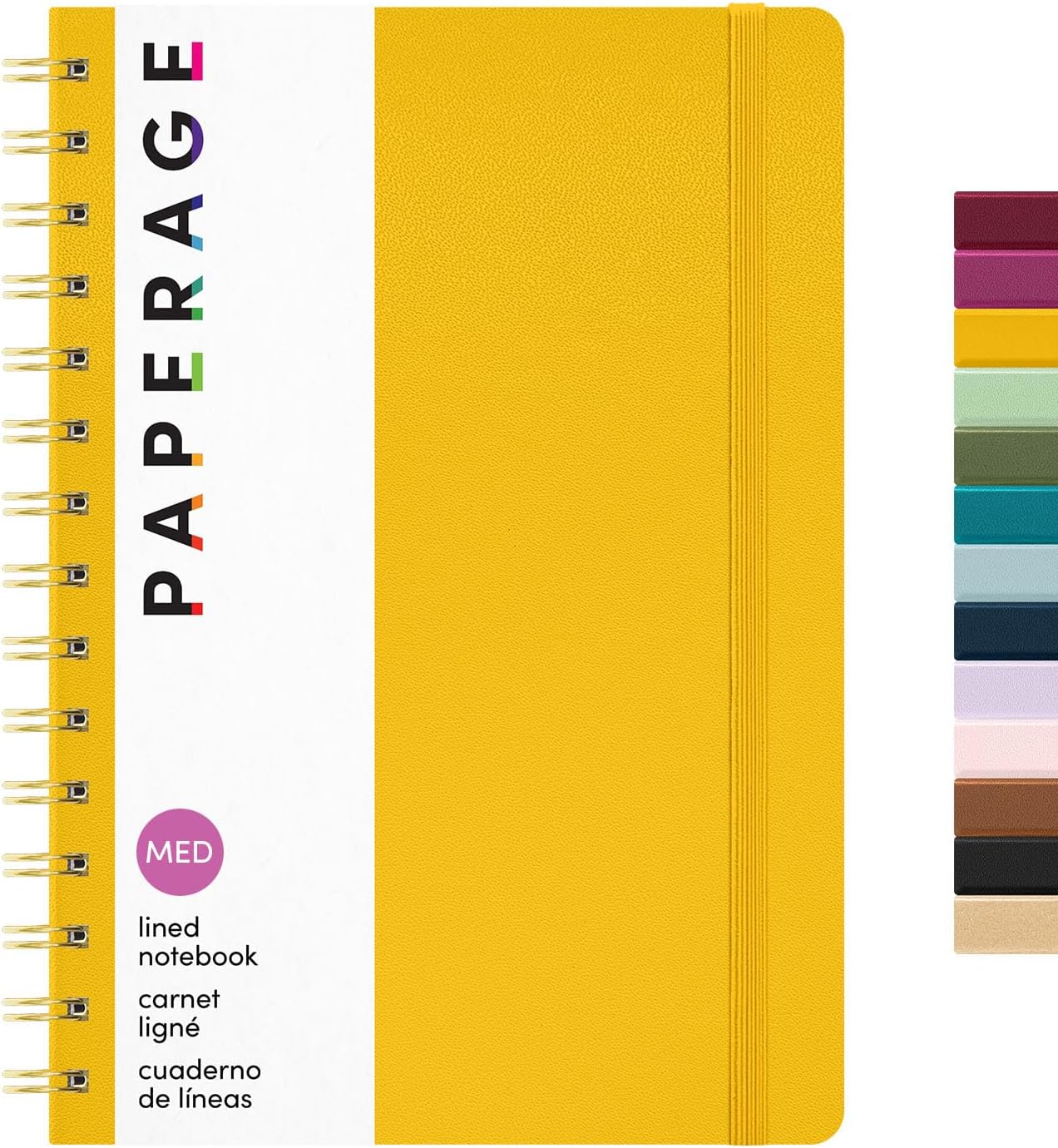 PAPERAGE Lined Spiral Journal Notebook, (Yellow), 160 Pages, Hardcover Journal for Women & Men, Medium 5.5 in x 8 in - 100 GSM, Thick Paper, Spiral Notebook for Work, School & Journaling