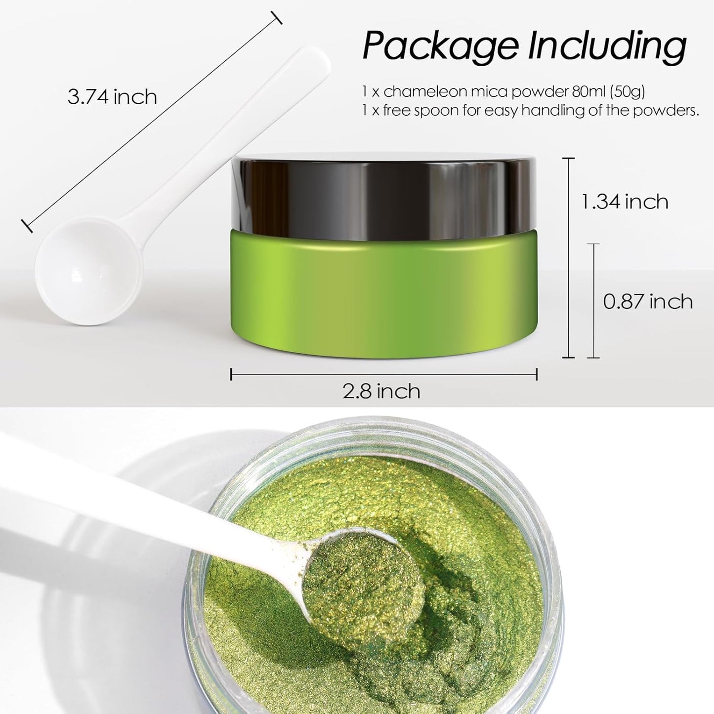 Ceya Highly Chameleon Mica Pigment, 1.8oz/ 50g Elf Green Eyes Chrome Powder, Cosmetic Grade Pearlescent Effect Color Shift Pigment for Epoxy Resin, Makeup, Nail Polish, Soap Dye, Candle Making, Slime