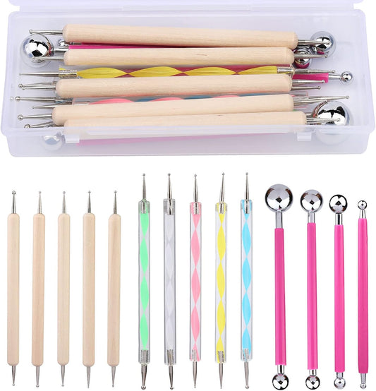 14 PCS Dotting Tools Ball Styluses with Box, Dotting Tools Set Rock Painting, Pottery Clay Modeling Embossing Nail Art