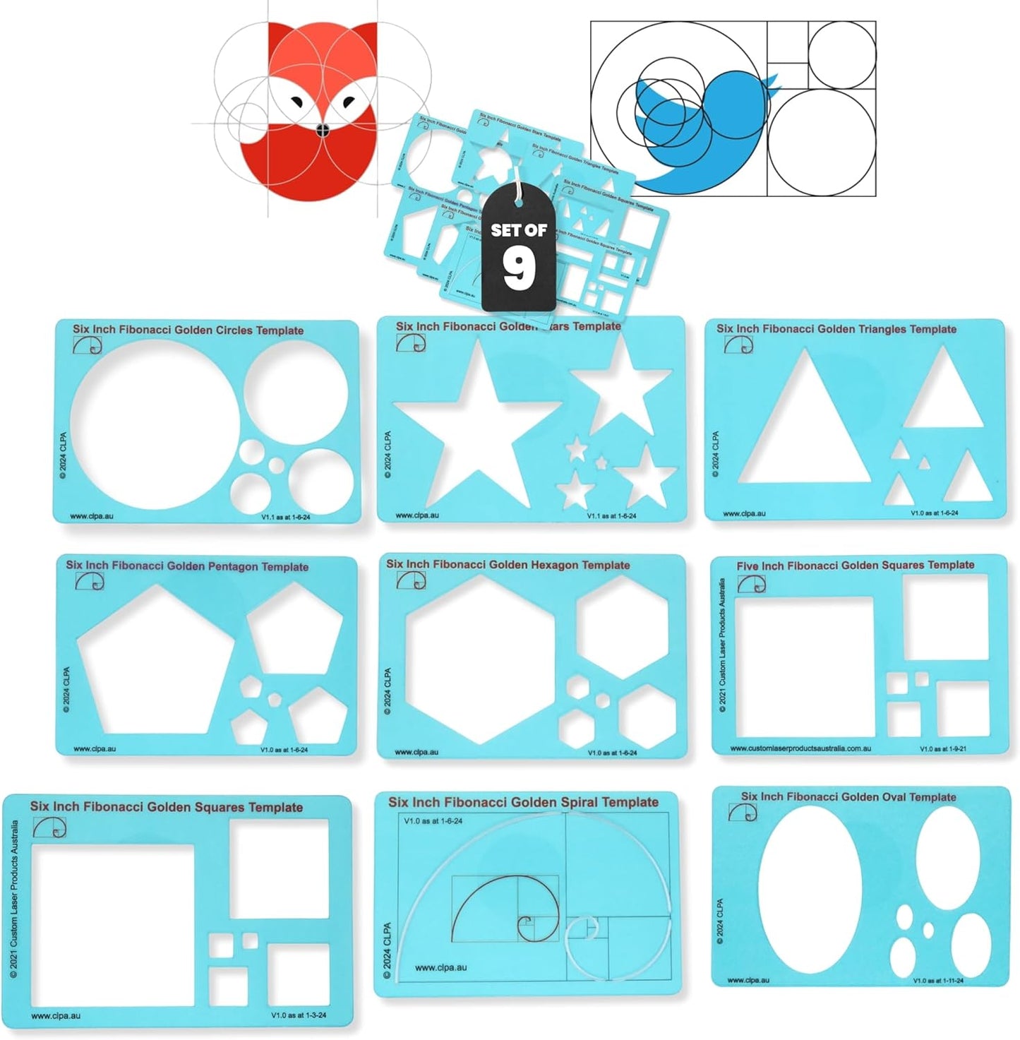 Fibonacci Drawing Templates - Full Set