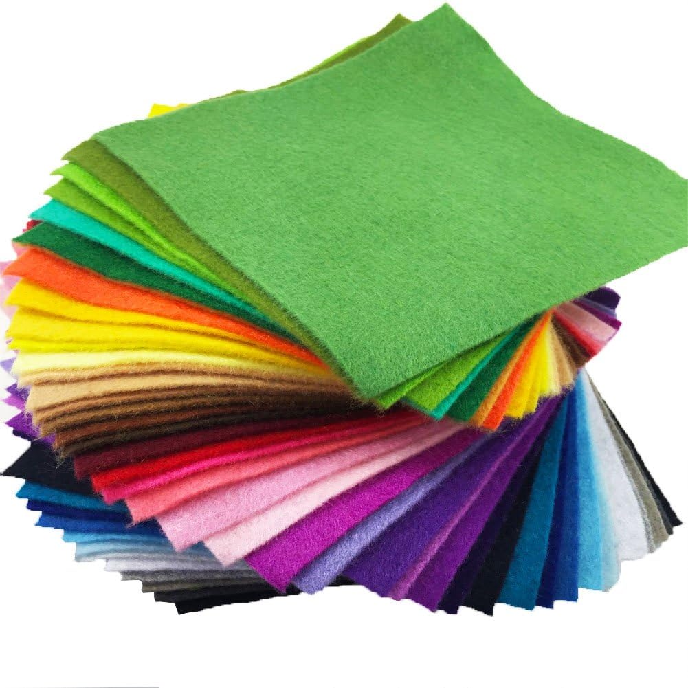 flic-flac 42pcs1.4mm Thick Soft Felt Fabric Sheet Assorted Color Felt Pack DIY Craft Sewing Squares Nonwoven Patchwork (15cm * 15cm)