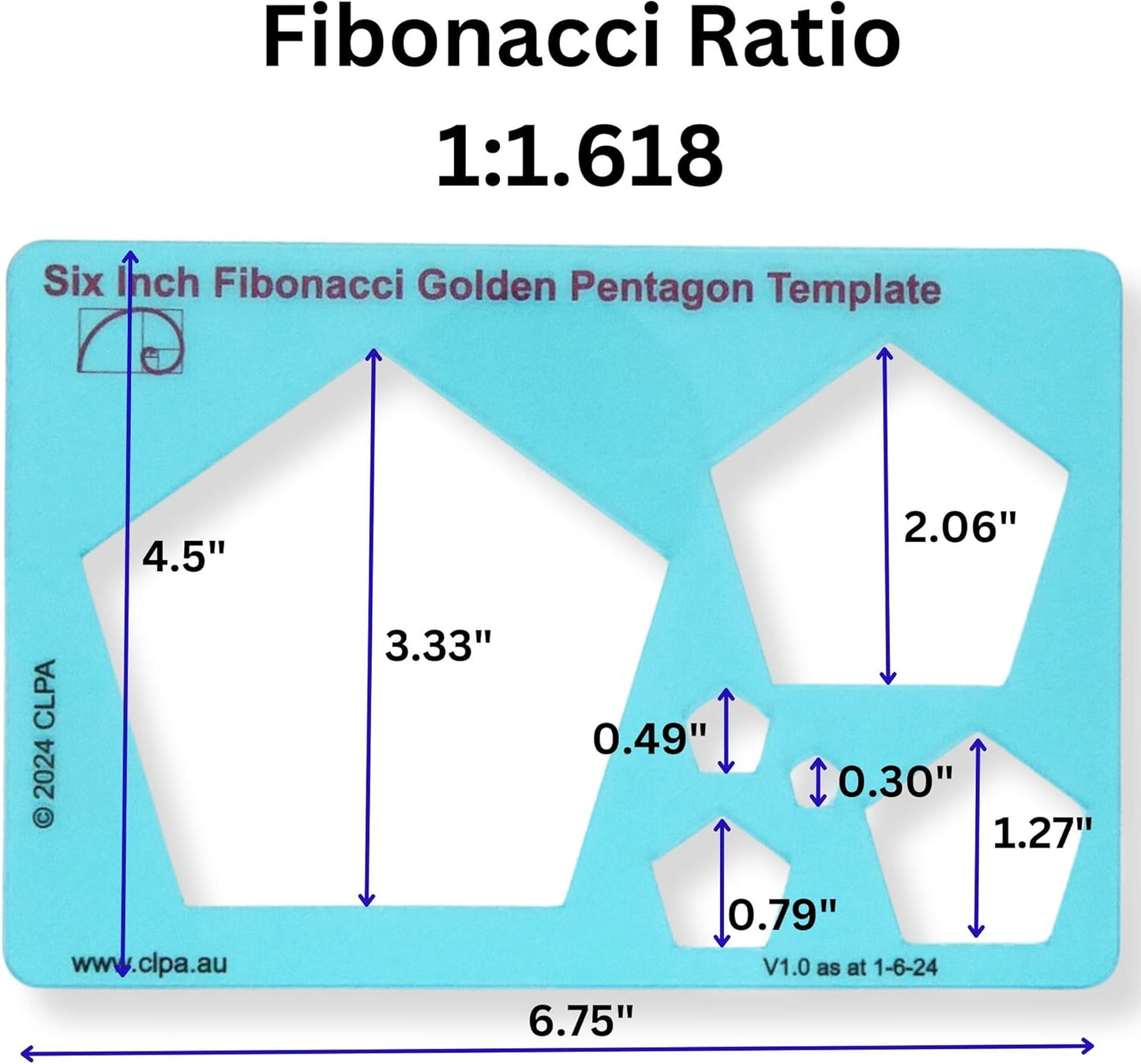 Pentagon Stencil Template for Drawing and Drafting: A Fibonacci-Inspired Pentagon Drawing Tool for Artists Allows The Simple Application of The Golden or Divine Ratio for Artistic Design