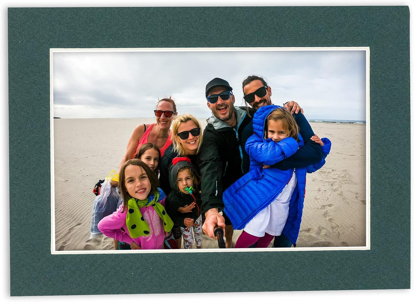 11x14 Mat Bevel Cut for 8.5x11 Photos - Acid Free Forest Green Precut Matboard With Backing Board and Crystal Clear, Self Seal Photo Mat Bag - For Pictures, Photos, Framing - 4-ply Thickness