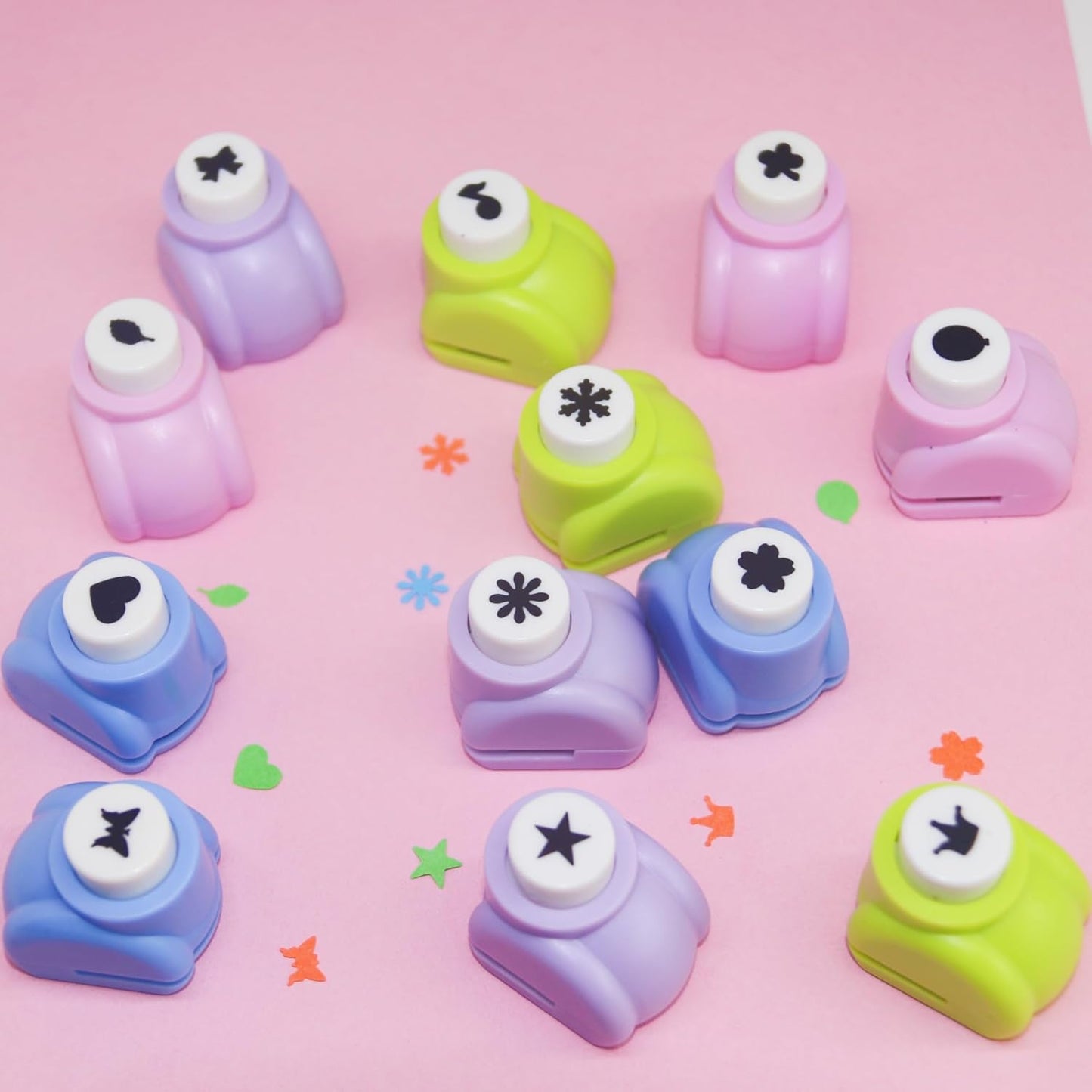 Punch Craft Set, 12 Pack Multicolored Shapes Hole Punch Great for Crafting & Fun Projects