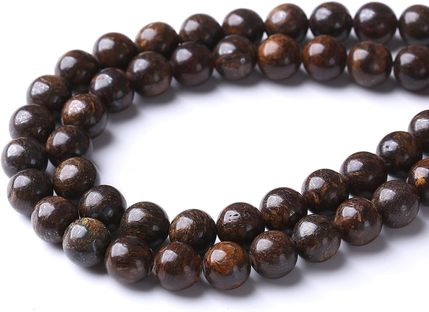 90PCS 4MM Bronze Stone Beads Round Loose Stone Beads for Jewelry Making DIY Energy Stone Healing Power Bracelet 15"