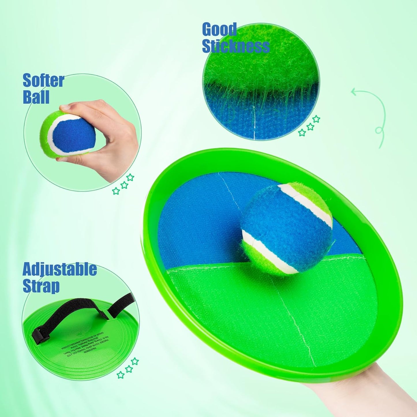PlayZap Toss and Catch Ball Set Upgraded - Kids Baseball Toys Sturdy PVC for Family Games - Water-Resistant Great for Beach Pool Yard Outdoor - Gift for 3 4 5 6 7 8 9 10 11 12+ Years Old Boys Girls