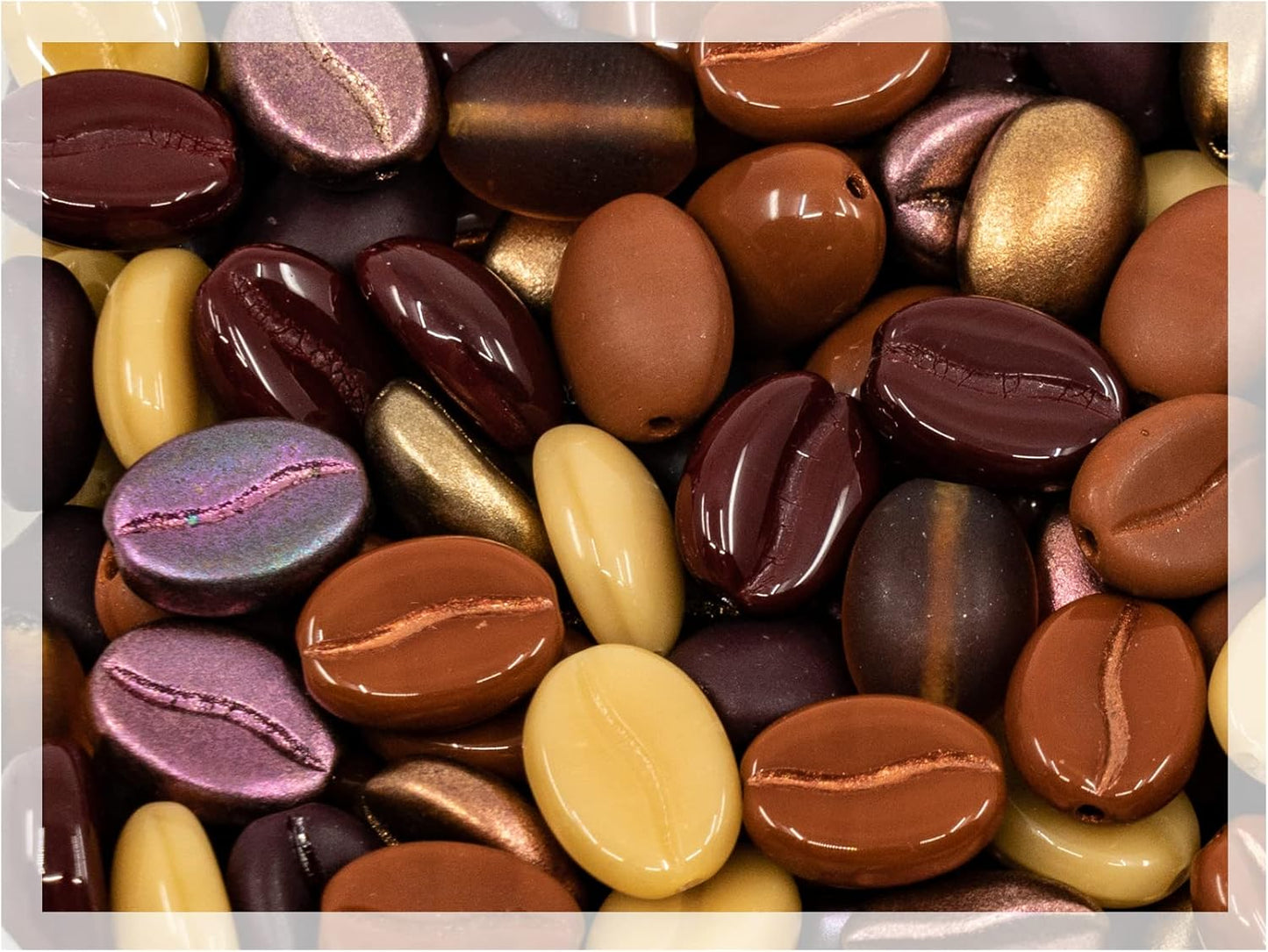 80+ Glass Coffee Bean Beads (1.8oz=50g) Czech Republic, 0.43 inch (11mm) Mix for Jewelry Making Decorations