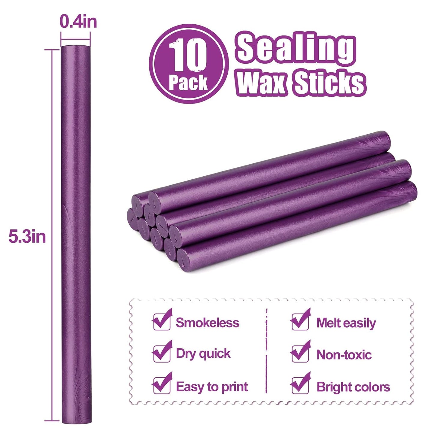 Glue Gun Sealing Wax Sticks for Wax Seal Stamp - Metallic Dark Purple, Great for Wedding Invitations, Cards Envelopes, Snail Mails, Wine Packages, Christmas Gift Ideas, Pack of 10
